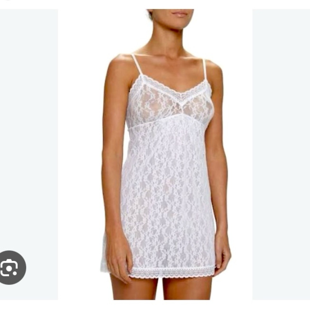 Eberjey White Amaya Sheer Lace Chemise Slip, NWT Sz S